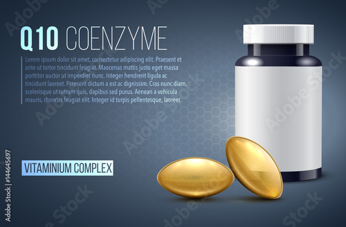 q10 oil drop tablet capsule whit dna realistic 3d object