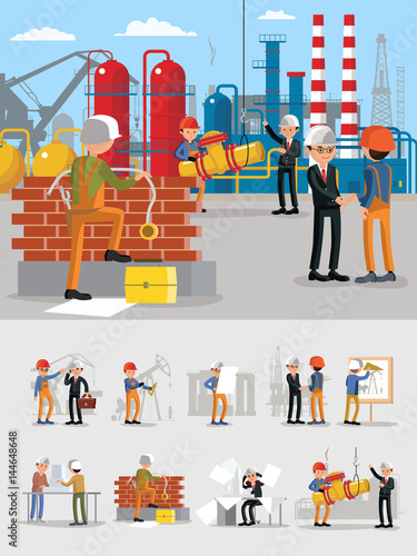Industrial Building Workers Characters Set