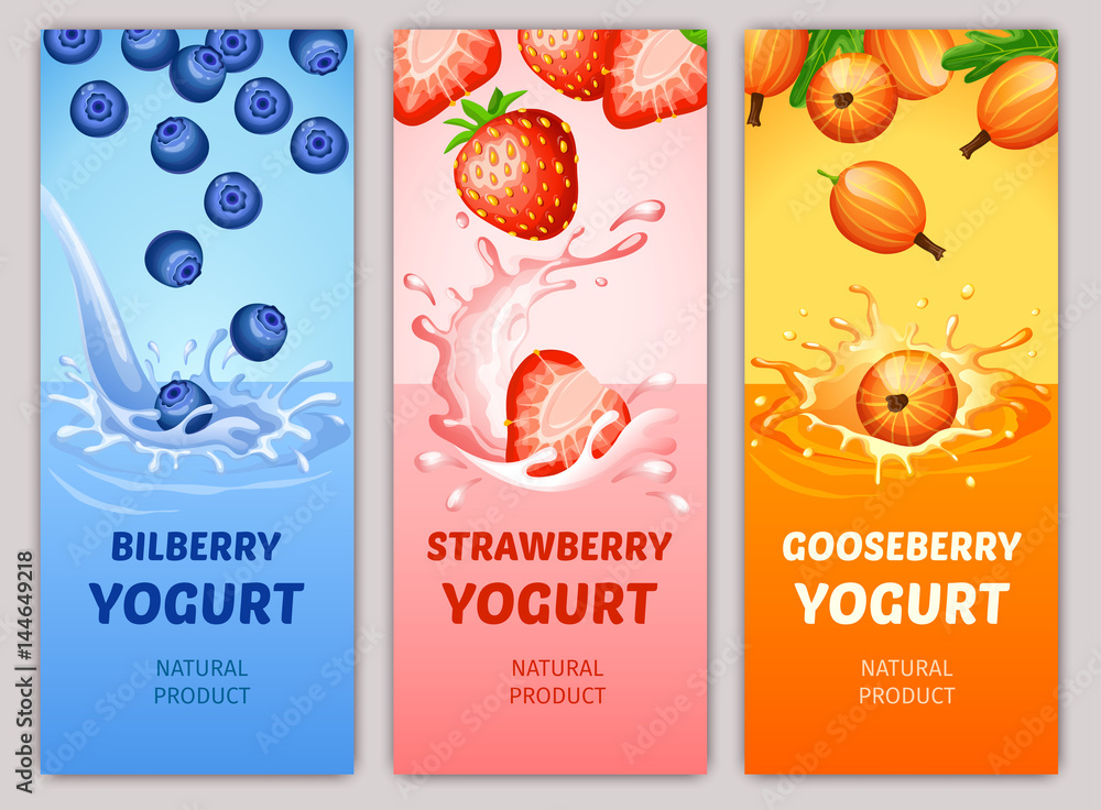 Cartoon Natural Milky Products Vertical Banners