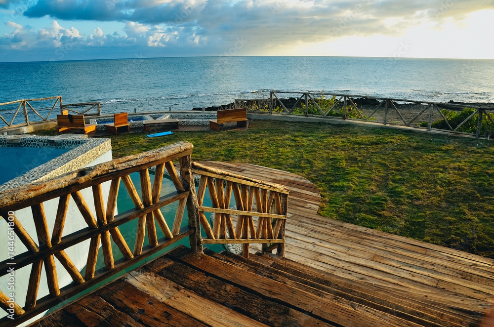 A deck with a view of the ocean A deck with a view of the ocean