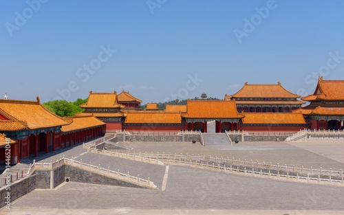 Traditional Chinese buildings under blue sky