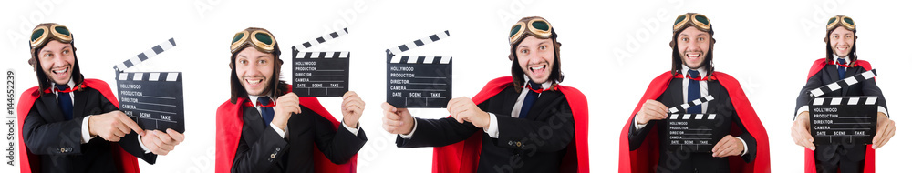 Man wearing red clothing in funny concept Man wearing red clothing in funny concept