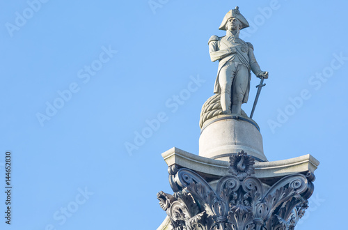 Statue of Admiral Nelson on Trafalgar Square  London  UK
