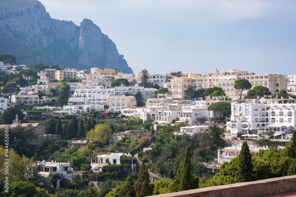 View of villas Capri Island in Italy