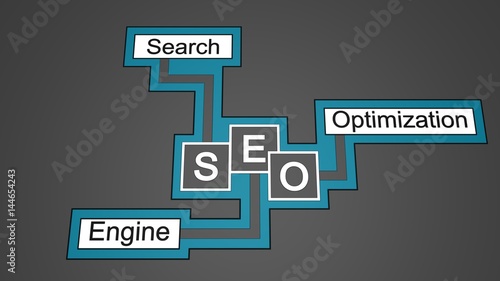 3D rendering blue Search engine Optimization illustration