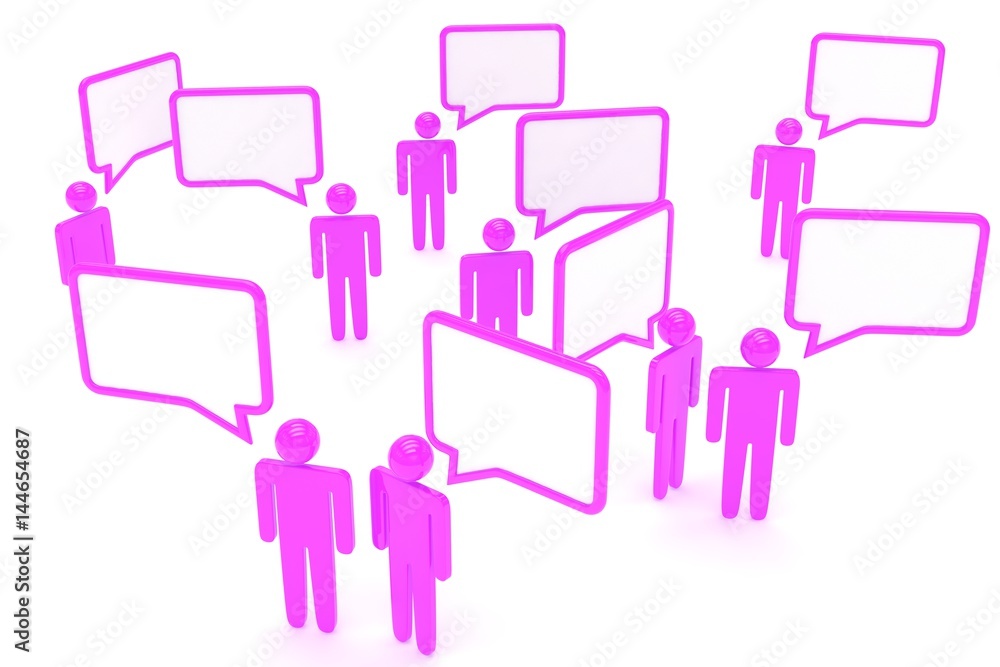 people with talk bubbles isolated over a white background. 3d rendering. people with talk bubbles isolated over a white background. 3d rendering.