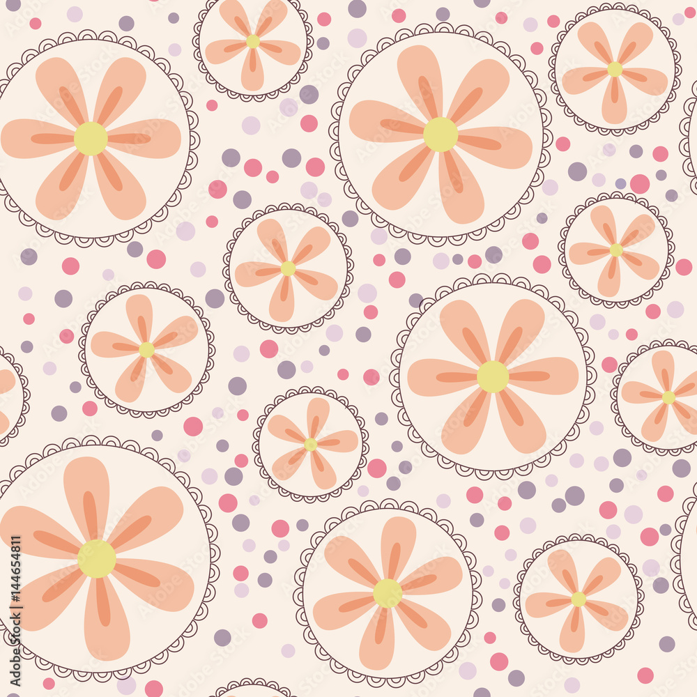 Pattern with flowers in circles