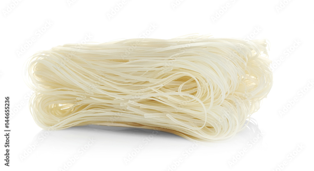 Rice noodles on white background
