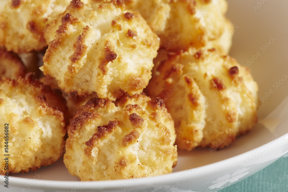 A plate of coconut macaroons, a Passover Holiday cookie A plate of coconut macaroons, a Passover Holiday cookie