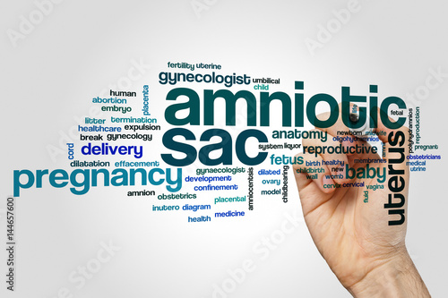 Amniotic sac word cloud concept on grey background photo