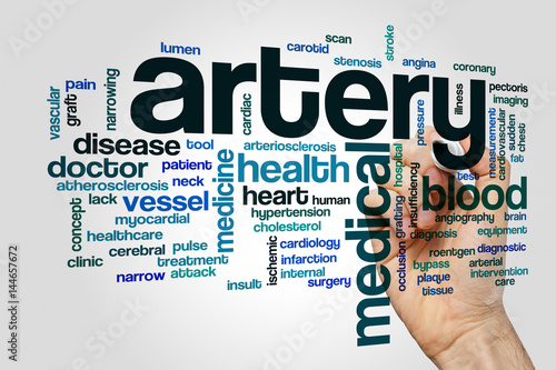 Artery word cloud concept on grey background