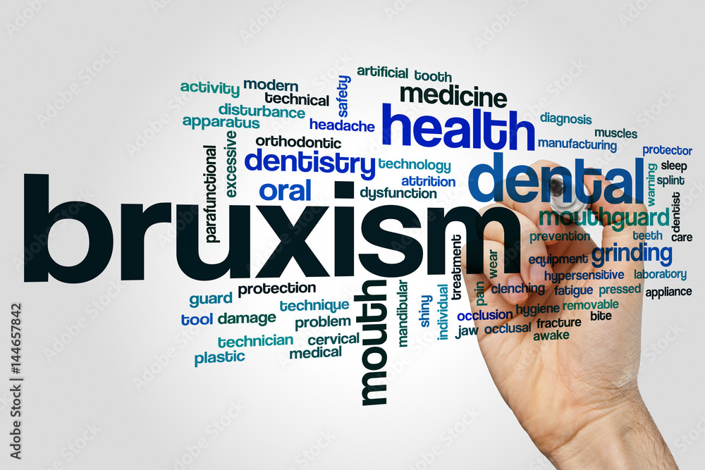 Bruxism word cloud concept on grey background Bruxism word cloud concept on grey background