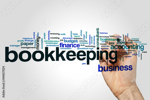 Photography Bookkeeping word cloud concept on grey background