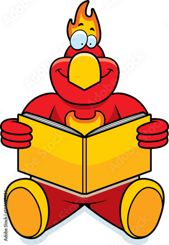 Cartoon Phoenix Reading