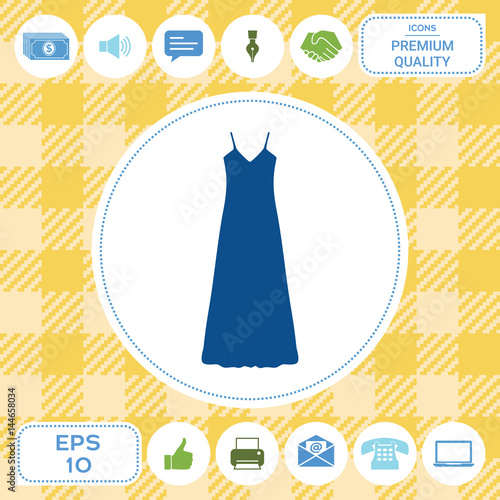 Long Dress, Evening dress, combination or nightie , the silhouette. Menu item in the web design