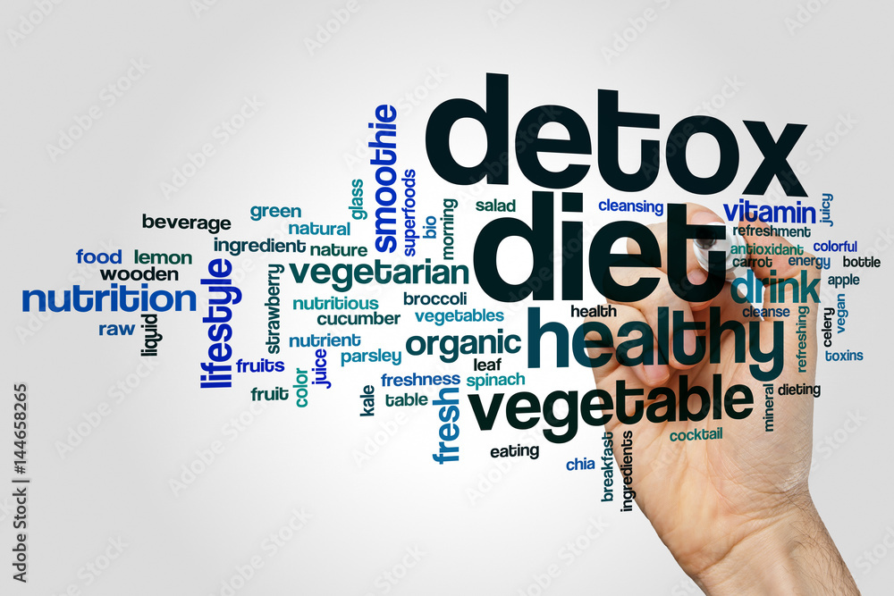 Detox diet word cloud concept on grey background Detox diet word cloud concept on grey background