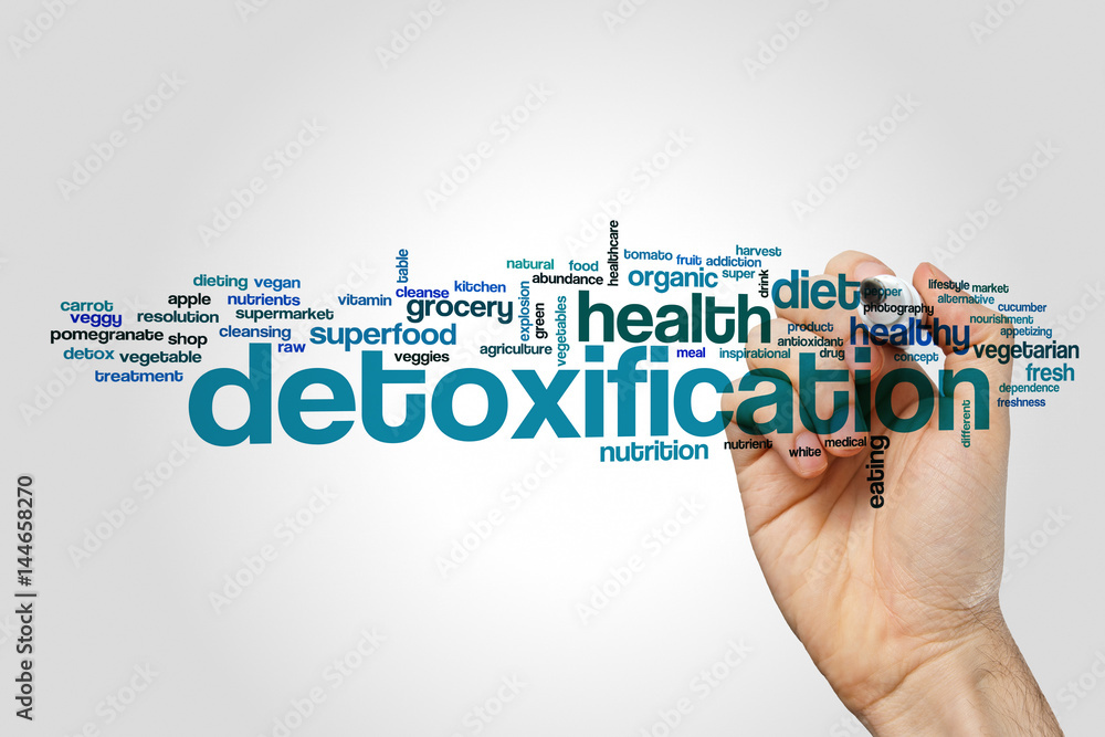 Detoxification word cloud concept on grey background Detoxification word cloud concept on grey background
