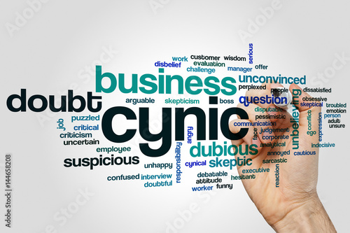 Cynic word cloud concept on grey background