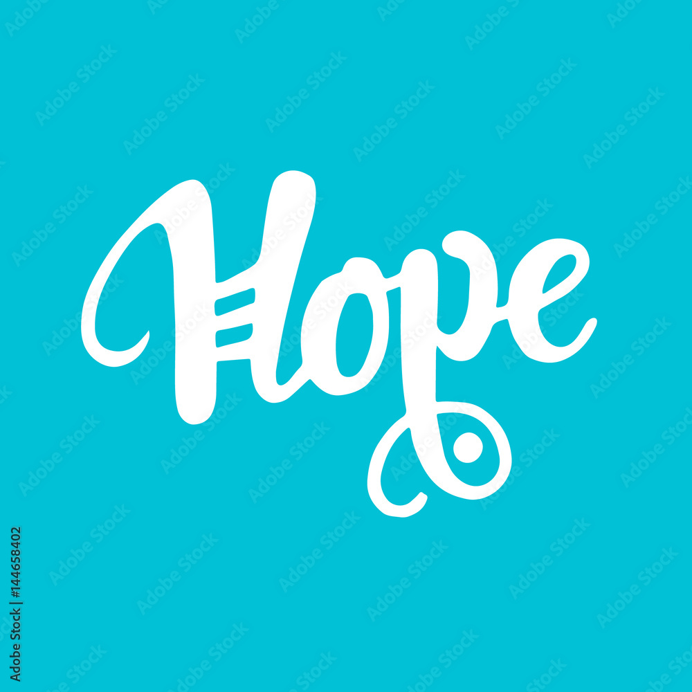 Word hope. Card on blue background. Unique lettering, abstract vector. Word hope. Card on blue background. Unique lettering, abstract vector.