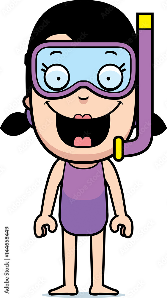 Cartoon Girl Snorkeling Cartoon Girl Snorkeling