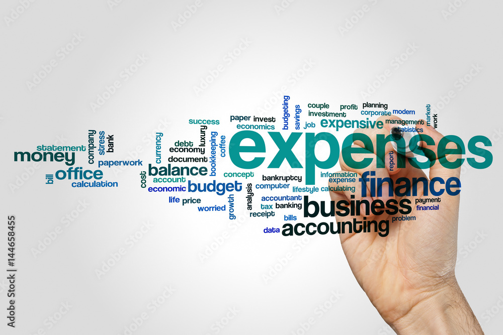 Expenses word cloud concept on grey background Expenses word cloud concept on grey background