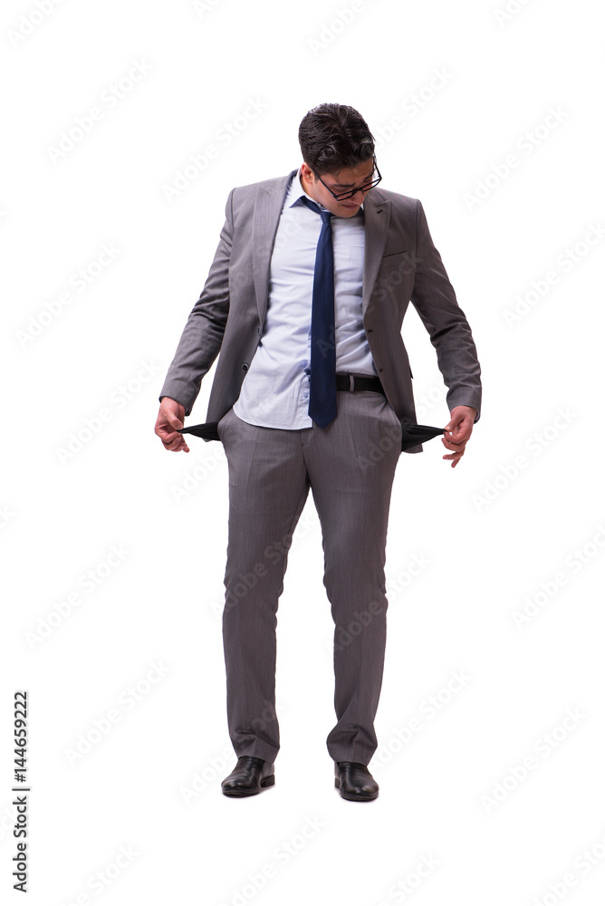 Bankrupt businessman isolated on white background Bankrupt businessman isolated on white background