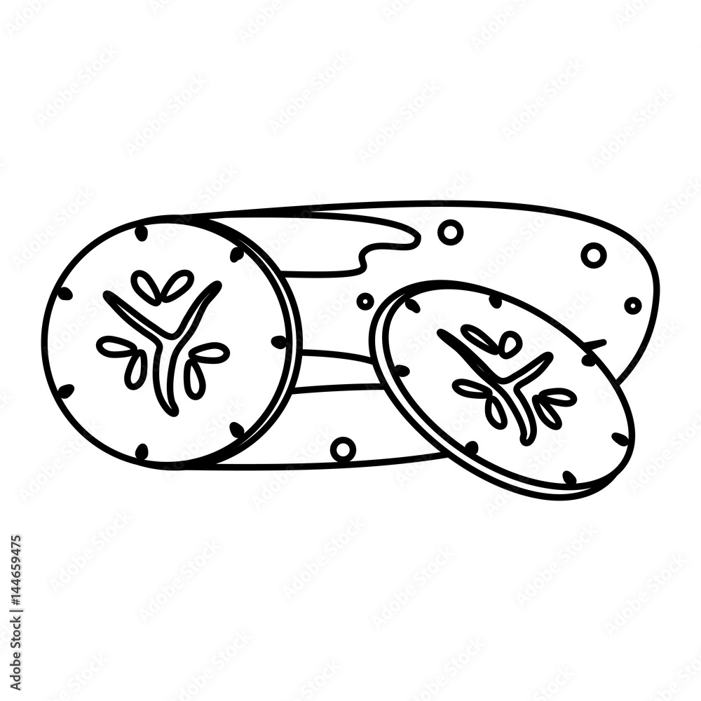 Obraz premium cucumber slice food healthy image outline vector illustration eps 10