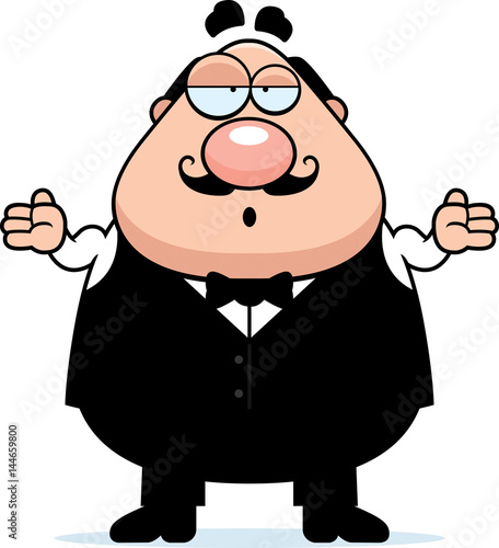 Confused Cartoon Waiter