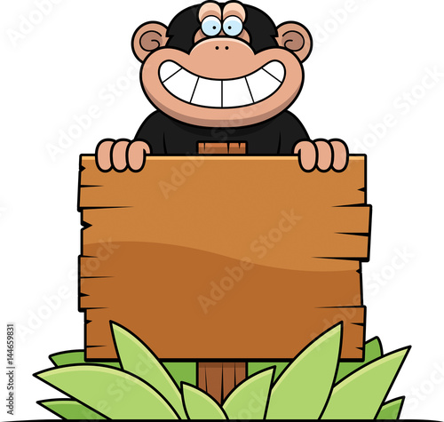 Cartoon Chimpanzee Sign