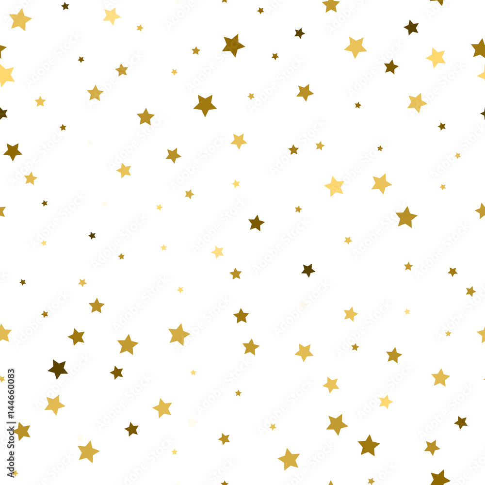 Golden stars confetti background. Vector seamless pattern Golden stars confetti background. Vector seamless pattern