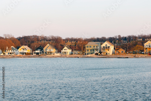 Vacation beach rental houses on the shore of Lake Ontario, near Rochester, New York