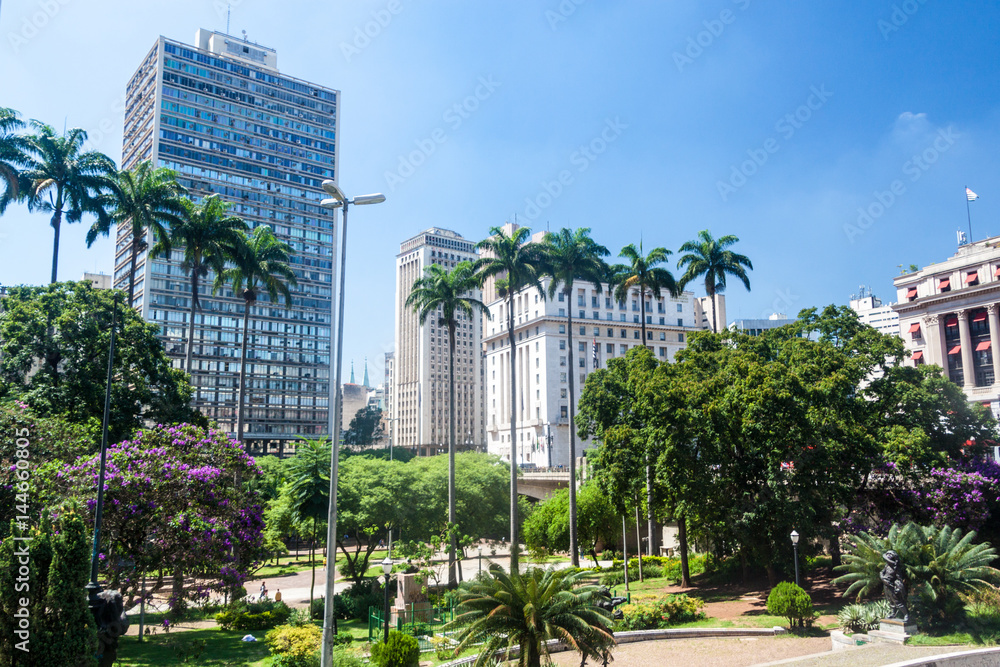 View of Ramos de Azevedo square in Sao Paulo, Brazil View of Ramos de Azevedo square in Sao Paulo, Brazil