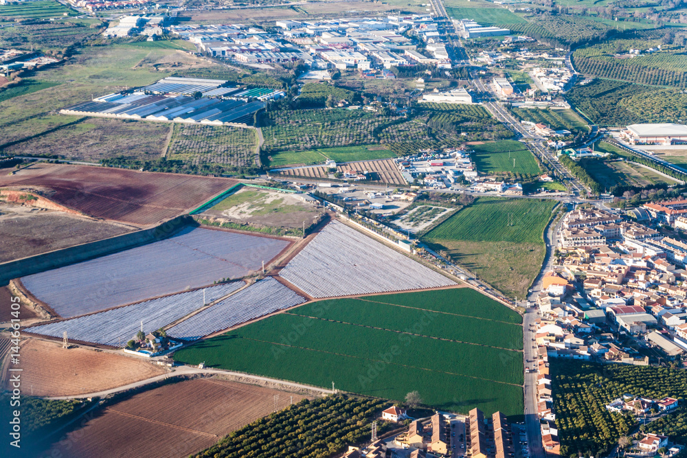 Aerial view of fields near Malaga, Spain