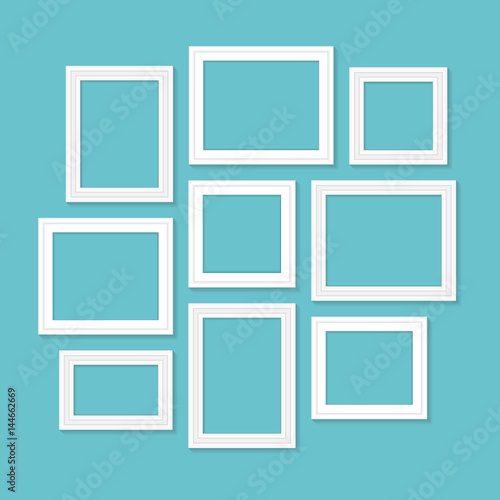 Frame template set for pictures and photos. Isolated vector.