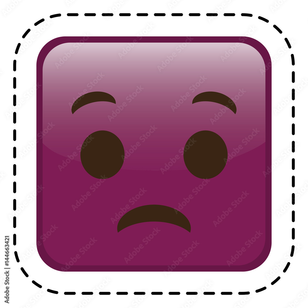 sad cartoon face in square shape icon over white background. colorful design. vector illustration sad cartoon face in square shape icon over white background. colorful design. vector illustration