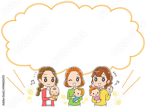 子育てママとふきだしのイラスト