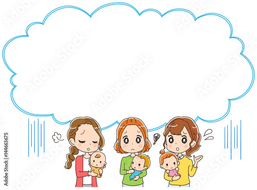 子育てママとふきだしのイラスト
