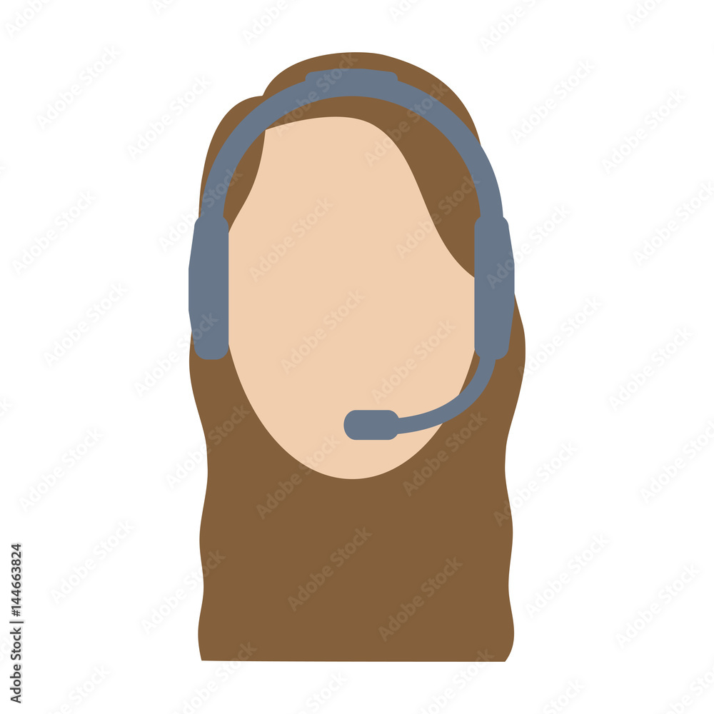 woman with headset cartoon icon over white background. colorful design. customer service concept. vector illustration woman with headset cartoon icon over white background. colorful design. customer service concept. vector illustration