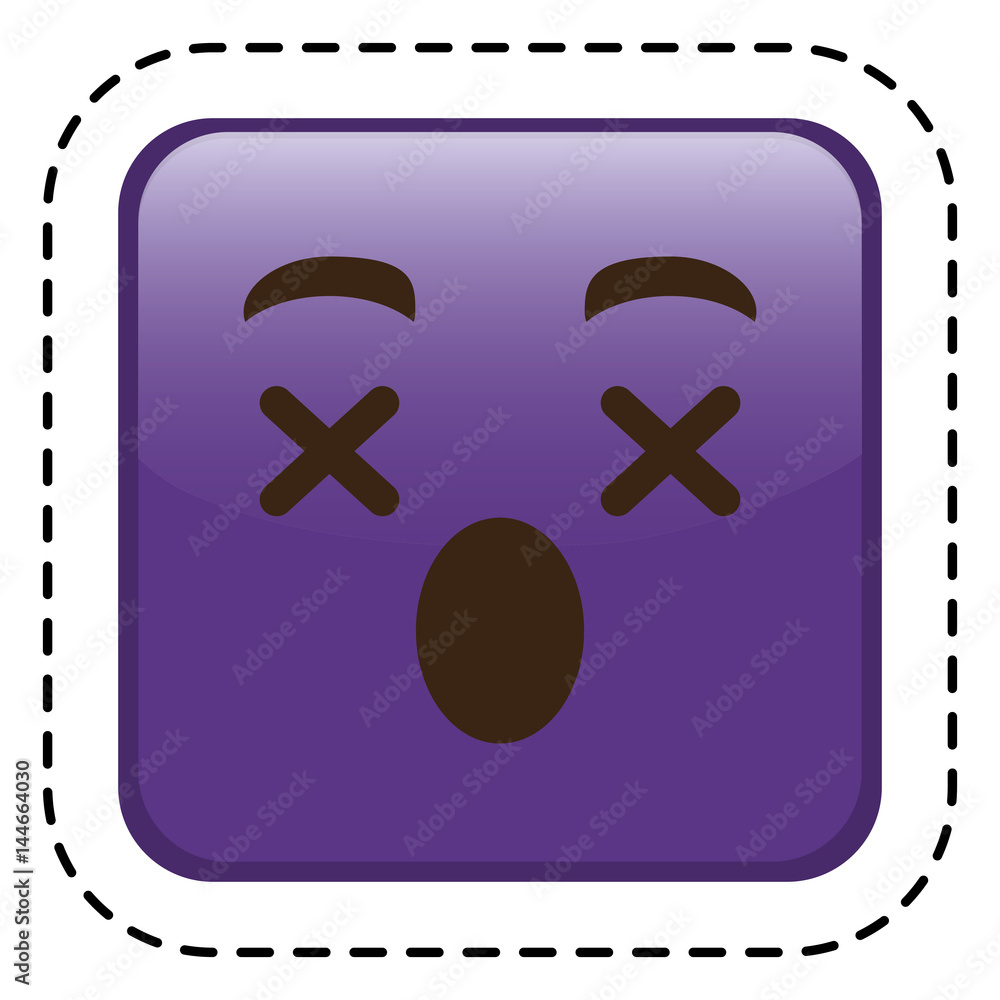 dizzy cartoon face in square shape icon over white background. colorful design. vector illustration dizzy cartoon face in square shape icon over white background. colorful design. vector illustration