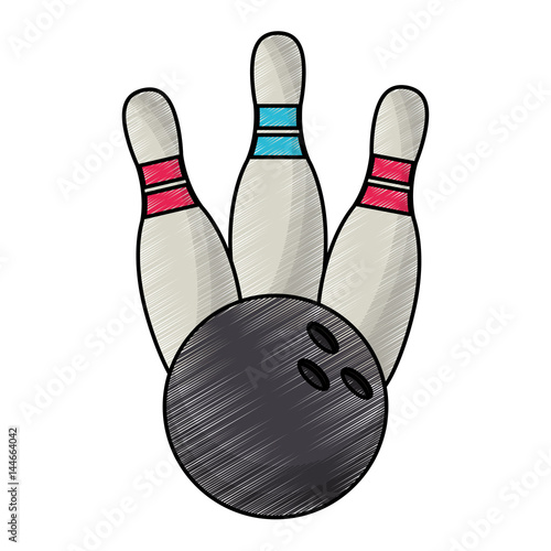 drawing bowling ball pin equipment vector illustration eps 10