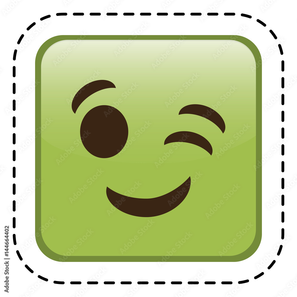 happy cartoon face in square shape, icon over white background. colorful design. vector illustration happy cartoon face in square shape, icon over white background. colorful design. vector illustration