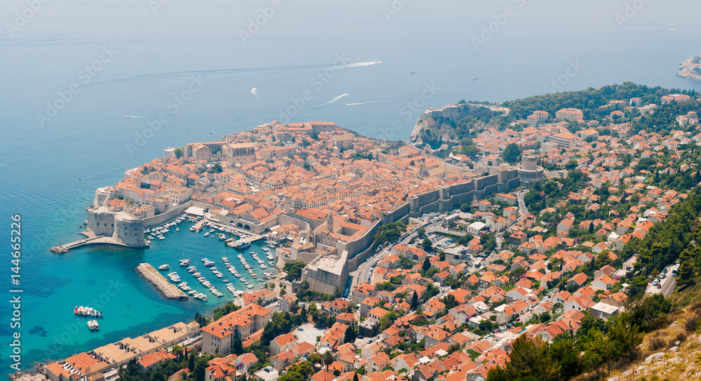 Dubrovnik Old Town view from the observation deck. Croatia.