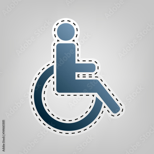 Disabled sign illustration. Vector. Blue icon with outline for cutting out at gray background.