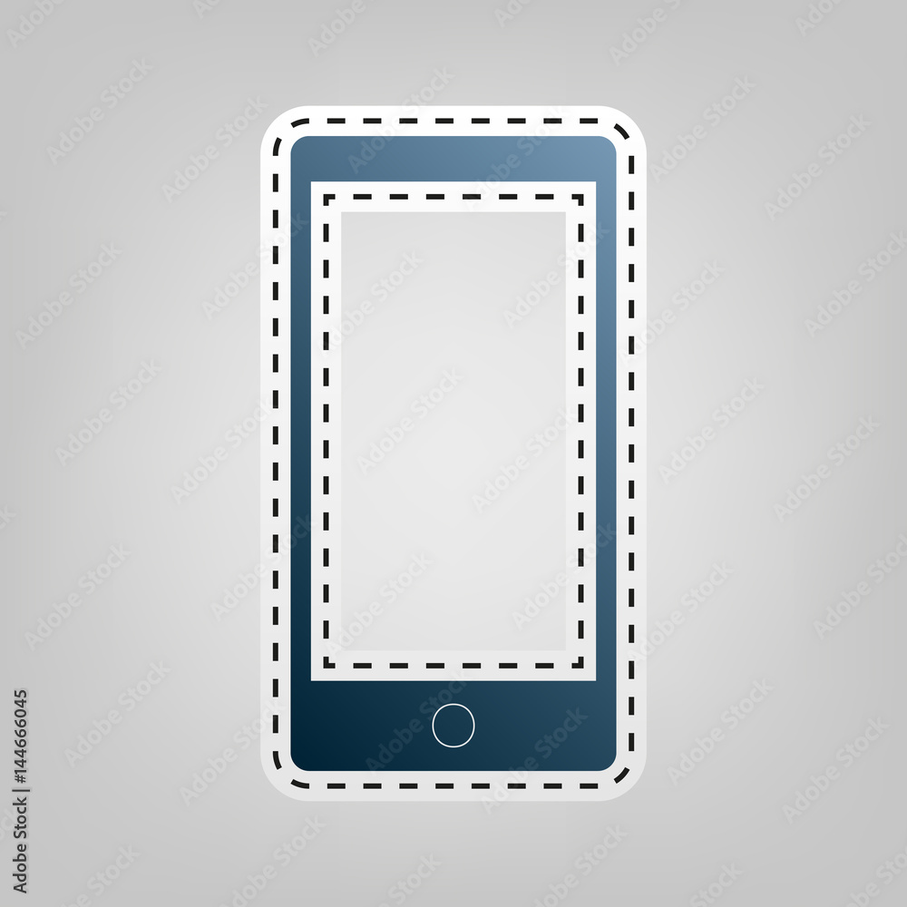 Abstract style modern gadget with blank screen. Template for any content. Vector. Blue icon with outline for cutting out at gray background. Abstract style modern gadget with blank screen. Template for any content. Vector. Blue icon with outline for cutting out at gray background.