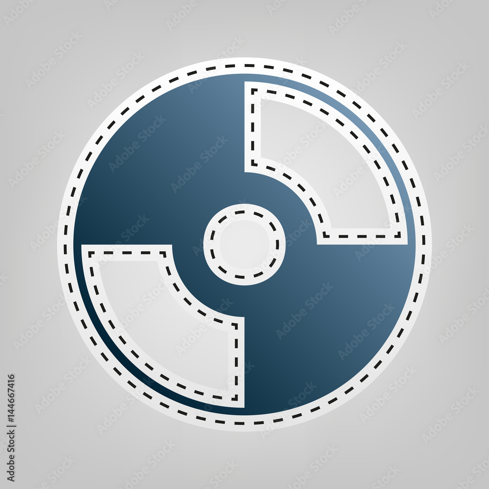 Vector CD or DVD sign. Vector. Blue icon with outline for cutting out at gray background. Vector CD or DVD sign. Vector. Blue icon with outline for cutting out at gray background.