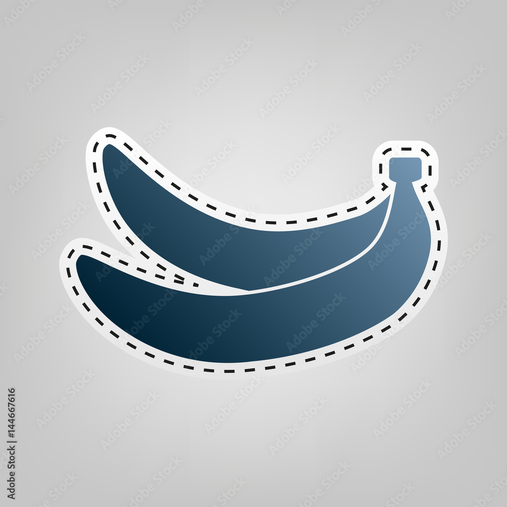 Fototapeta premium Banana simple sign. Vector. Blue icon with outline for cutting out at gray background.