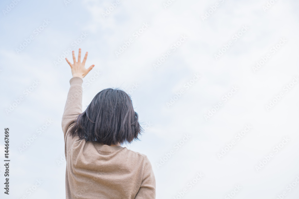女性, 青空 女性, 青空