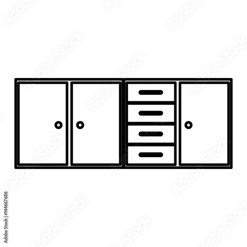 sketch silhouette of modern kitchen lower cabinets vector illustration