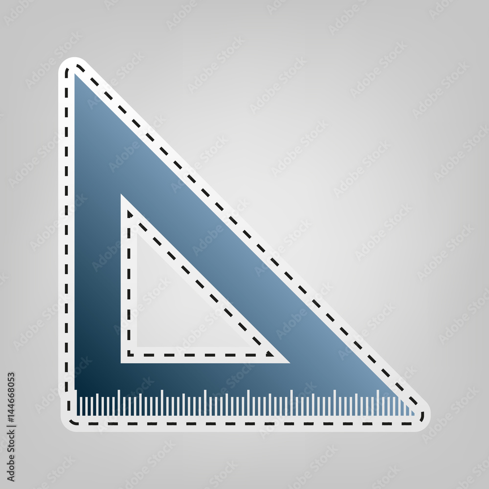 Ruler sign illustration. Vector. Blue icon with outline for cutting out at gray background.