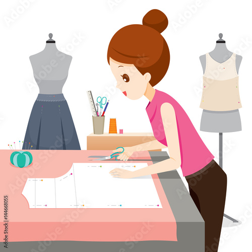 Woman Making Clothes Pattern, Needlework, Tailor, Handmade, Dressmaking, Hobby, Profession, Occupation